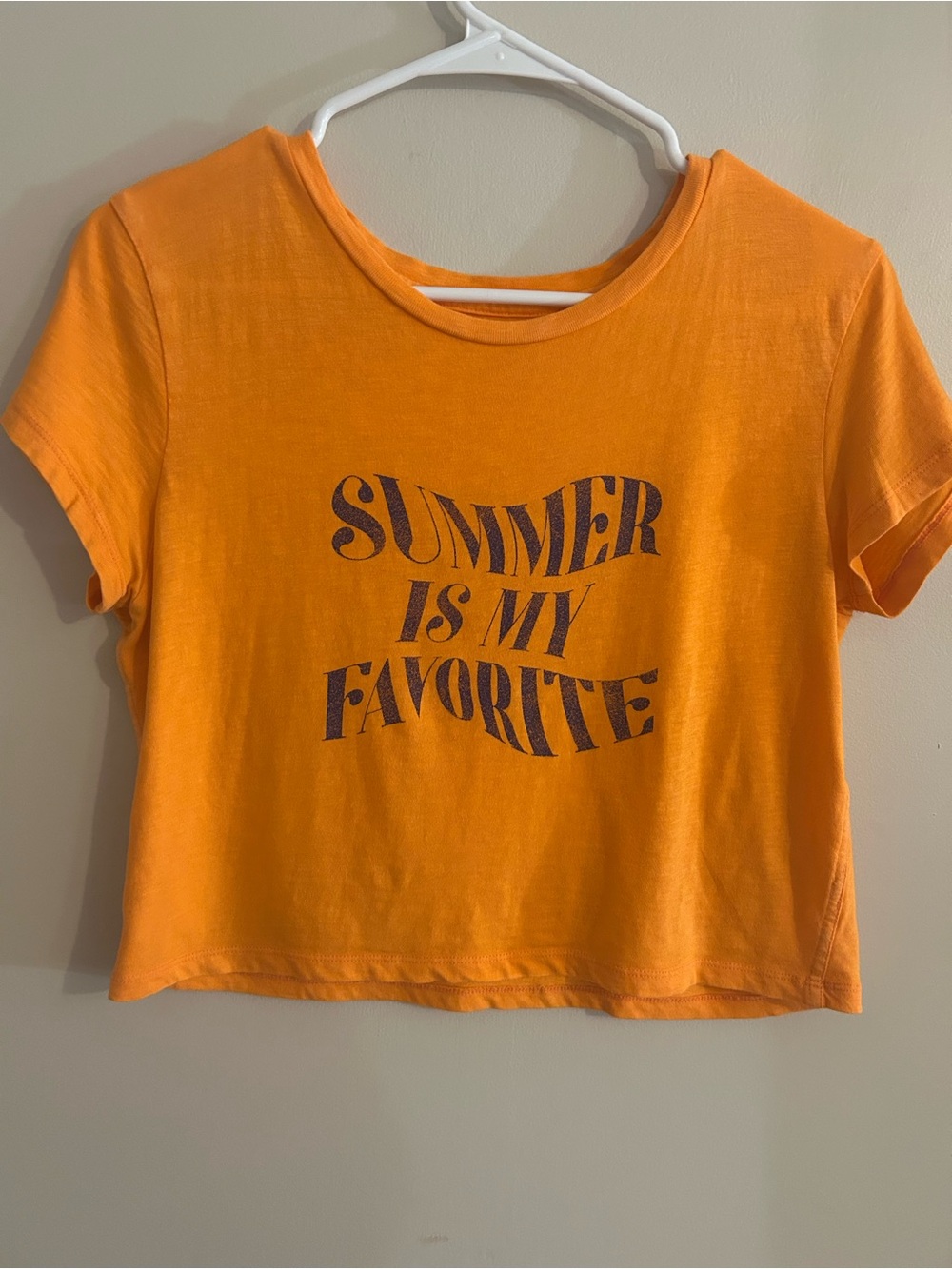 aerie Orange Short-Sleeve Graphic Crop Tee "Summer is My Favorite"